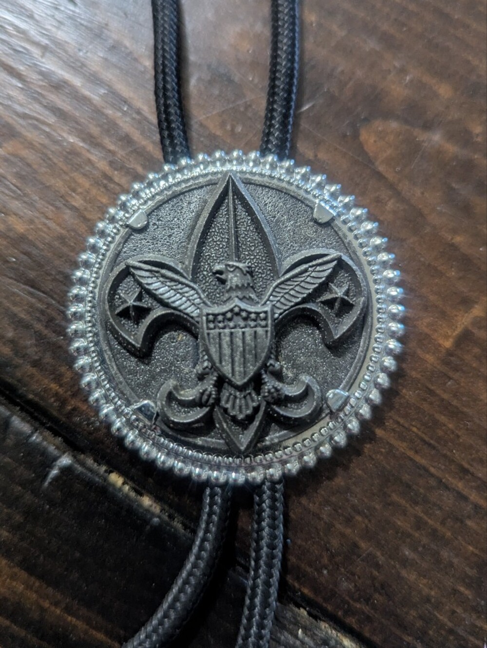 Vintage Pewter Boy Scouts Eagle Bolo Tie